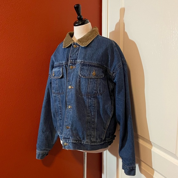 Wrangler Hero Men’s Vintage Blue Denim Corduroy Trim Sherpa Lined‎ Jacket - Picture 1 of 6